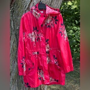 Joules Right as Rain Lightweight  packable floral raincoat size 12
